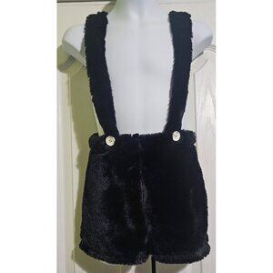 Furry Bunny Overalls Black Fuzzy White Tail Buttons Child Costume SUPER SOFT MED